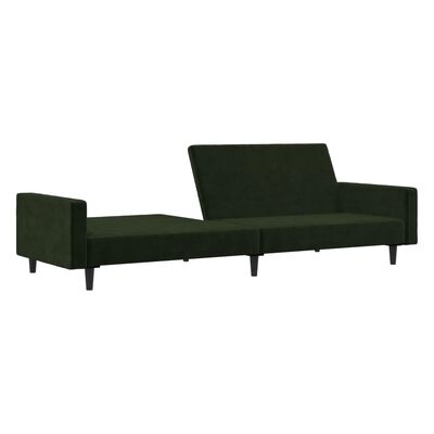 vidaXL 2-Seater Sofa Bed Dark Green Velvet