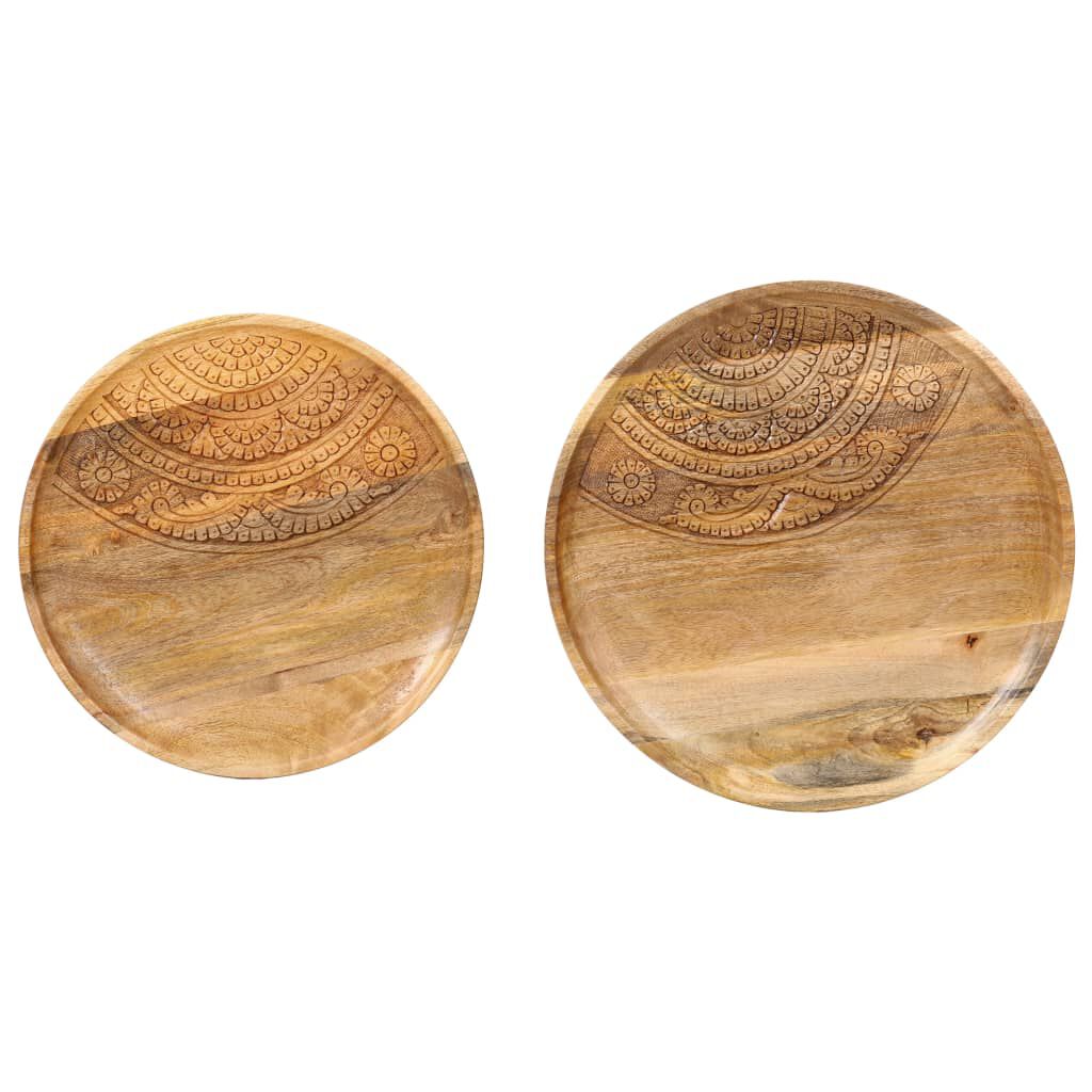 vidaXL Round Side Tables 2 pcs Solid Mango Wood and Steel