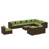 vidaXL 11 Piece Garden Lounge Set with Cushions Poly Rattan Brown