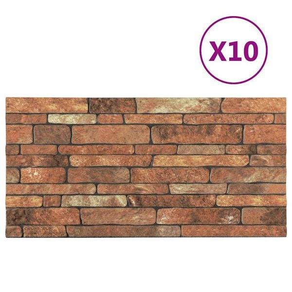 vidaXL 3D Wall Panels with Brown Brick Design 10 pcs EPS