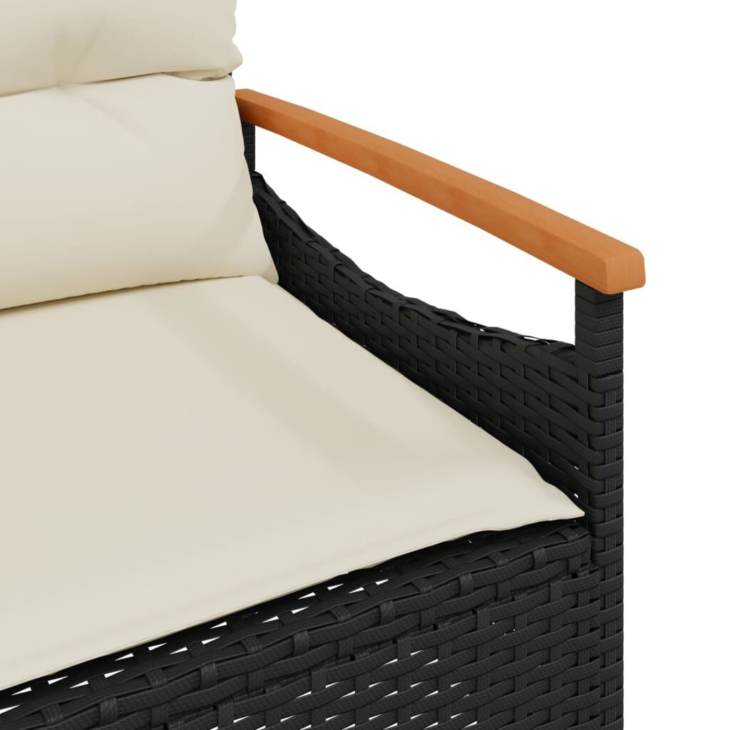 vidaXL 3 Piece Garden Sofa Set with Cushions Black Poly Rattan