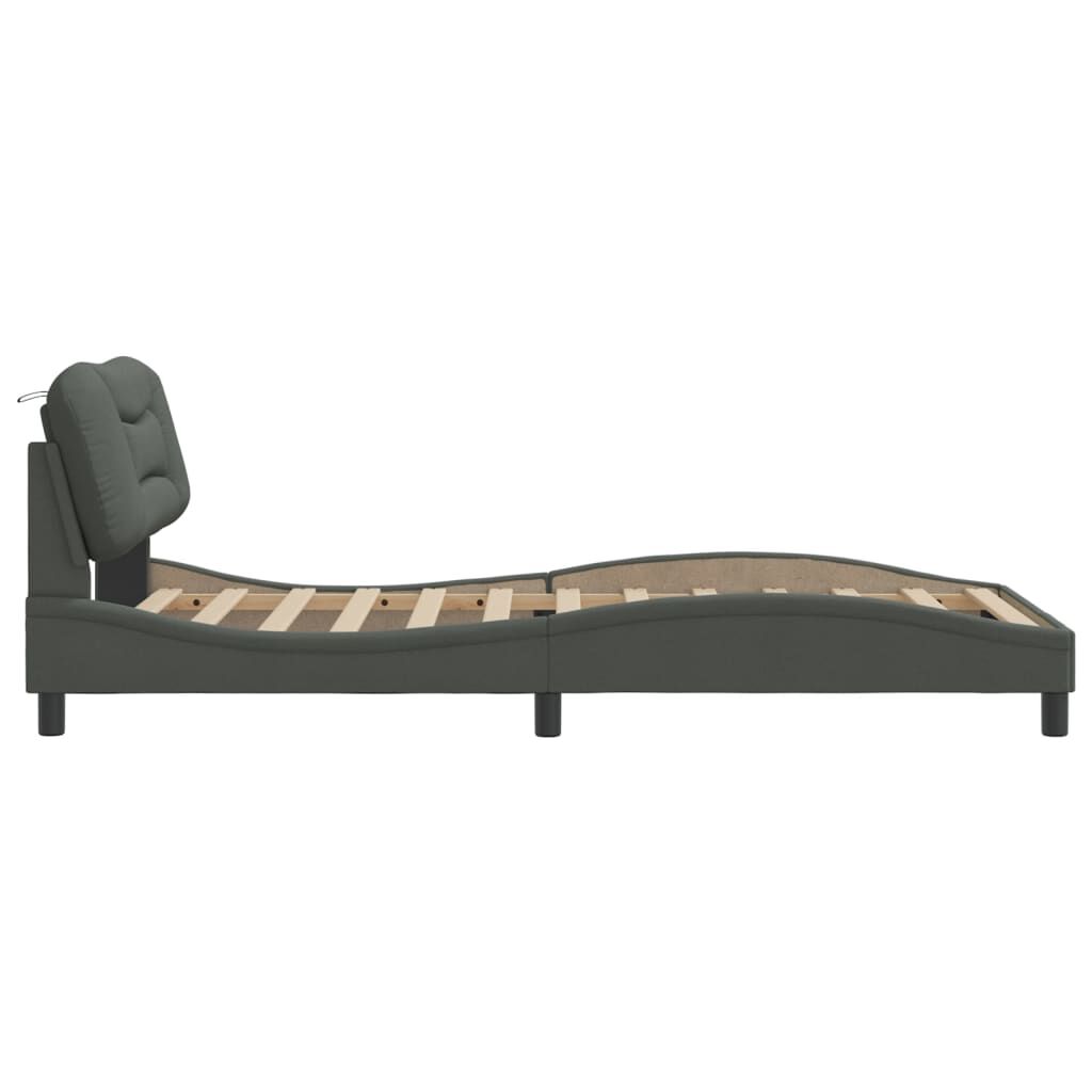 vidaXL Bed Frame without Mattress Dark Grey 100x190 cm Fabric