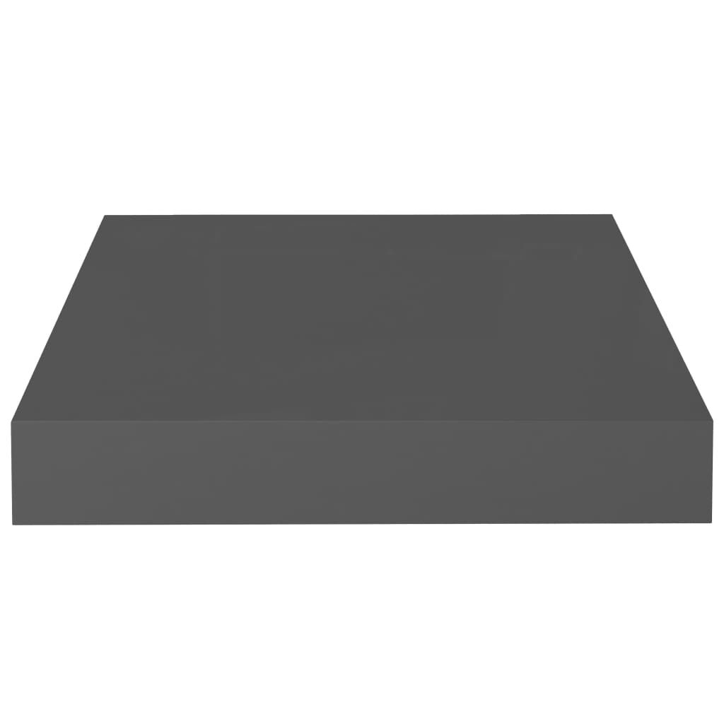 vidaXL Floating Wall Shelf High Gloss Grey 23x23.5x3.8 cm MDF