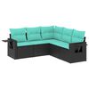 vidaXL 5 Piece Garden Sofa Set with Cushions Black Poly Rattan