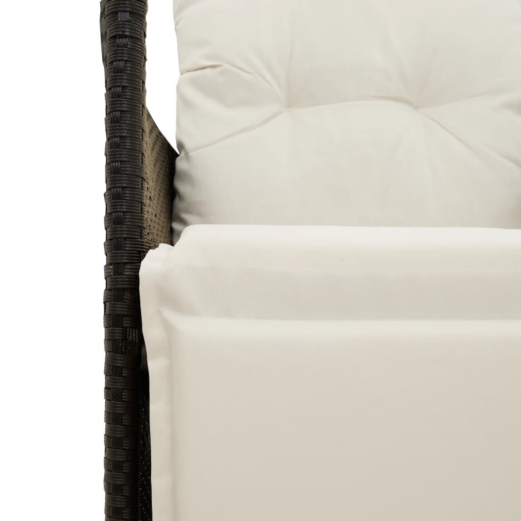 vidaXL Reclining Garden Sofa 2-Seater with Table Black Poly Rattan