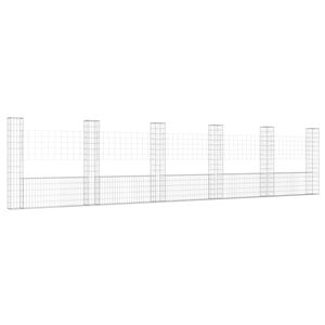 vidaXL U-shape Gabion Basket with 6 Posts Iron 620x20x150 cm