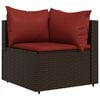 vidaXL 3 Piece Garden Lounge Set with Cushions Brown Poly Rattan