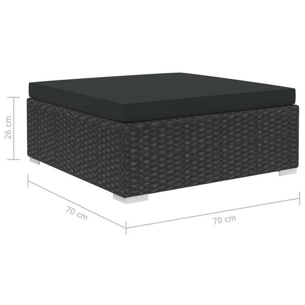 vidaXL 10 Piece Garden Lounge Set with Cushions Poly Rattan Black