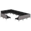 vidaXL 12 Piece Garden Lounge Set with Cushions Poly Rattan Dark Grey