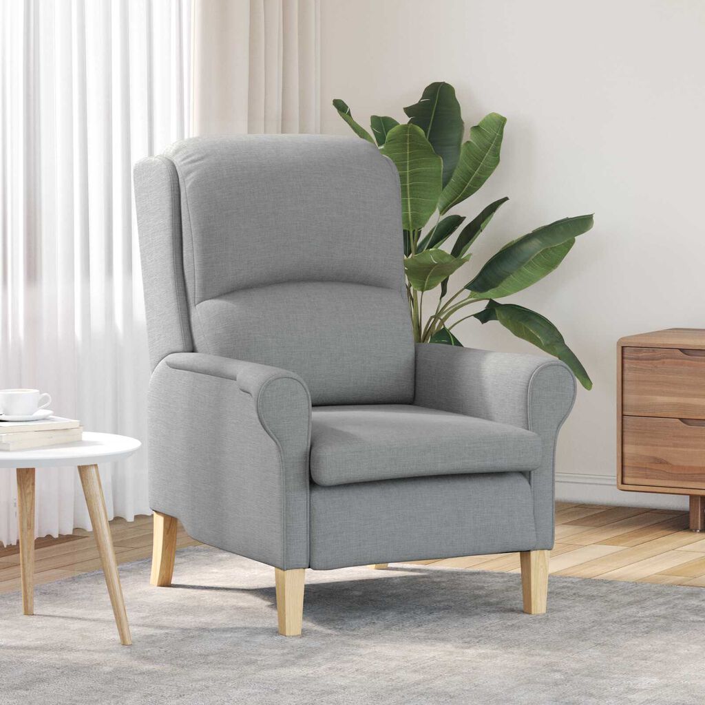 vidaXL Modern Armchair Light grey Polyester fabric, Wood Medium