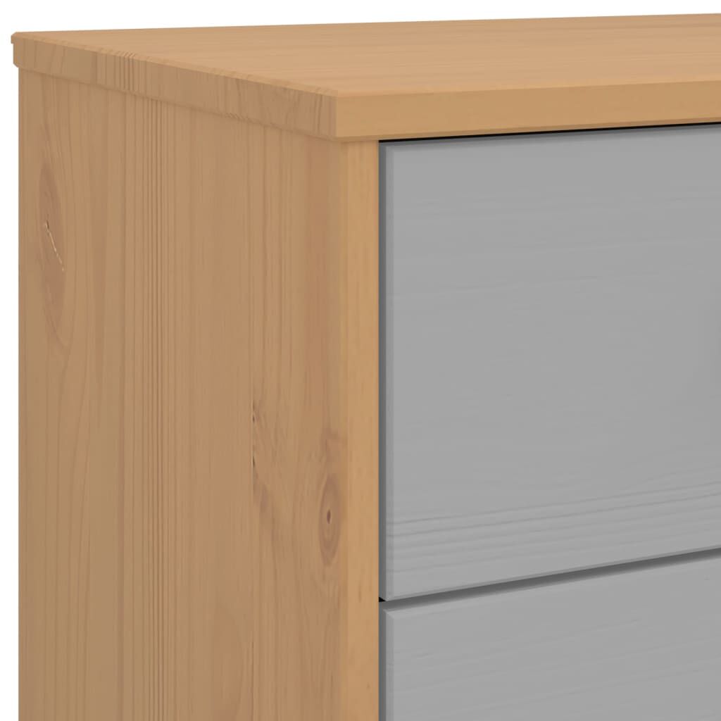 vidaXL Bedside Cabinet OLDEN Grey and Brown Solid Wood Pine