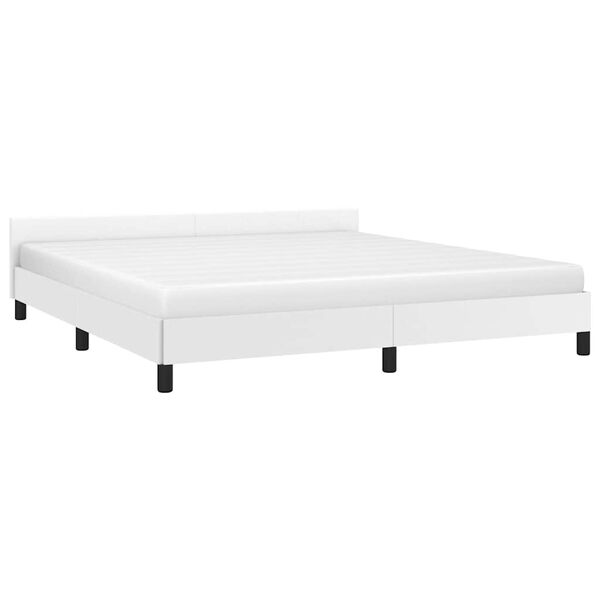 vidaXL Bed Frame without Mattress White King Faux Leather