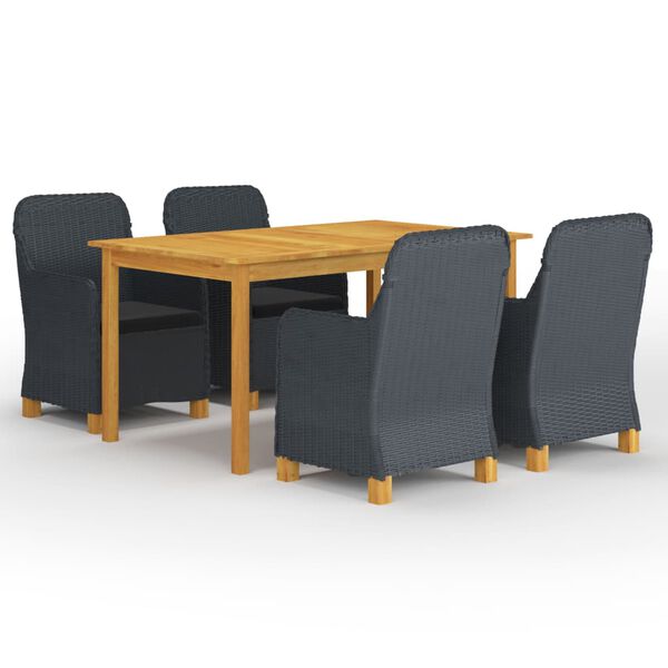 vidaXL 5 Piece Garden Dining Set Light Grey