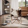 vidaXL Butterfly Chair Brown and White Real Cowhide Leather