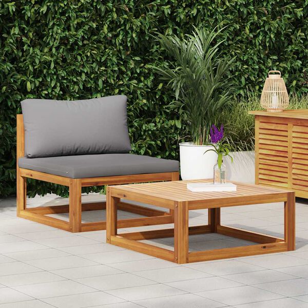 vidaXL 2 Piece Garden Sofa Set with Cushion Solid Acacia Wood