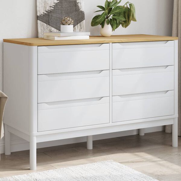 vidaXL Chest of Drawers FLORO White Solid Wood Pine