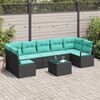 vidaXL Garden Sofa Set with Cushion Manual 8 pcs Black and Turquoise