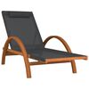 vidaXL Sun Lounger with Pillow Grey Textilene and Solid Wood Poplar
