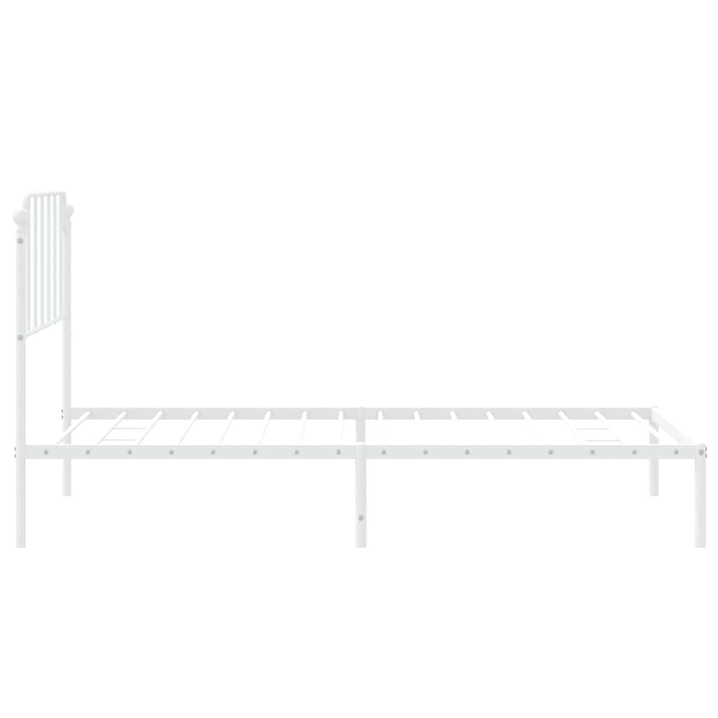vidaXL Metal Bed Frame without Mattress with Headboard White 100x200cm