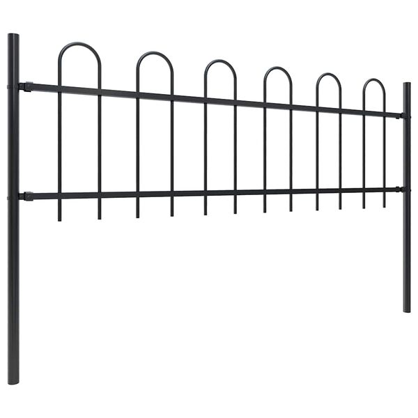 vidaXL Garden Fence with Hoop Top Steel 1.8 m Black