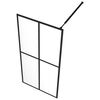 vidaXL Walk-in Shower Wall with Shelf Black 100x195 cm ESG Glass&Aluminium