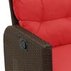 vidaXL Reclining Garden Sofa with Cushions L-shaped Brown Poly Rattan