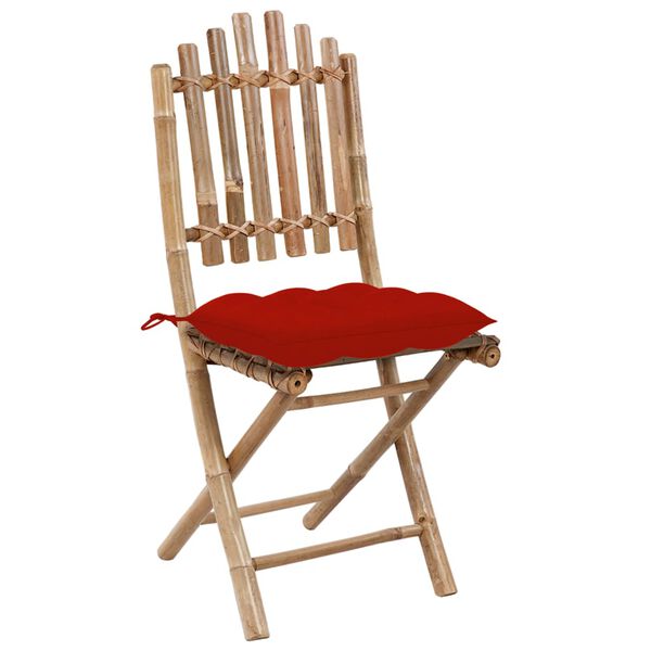 vidaXL 5 Piece Folding Outdoor Dining Set with Cushions Bamboo