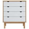 vidaXL Drawer Cabinet OTTA Brown&White 76.5x39.5x90cm Solid Wood Pine
