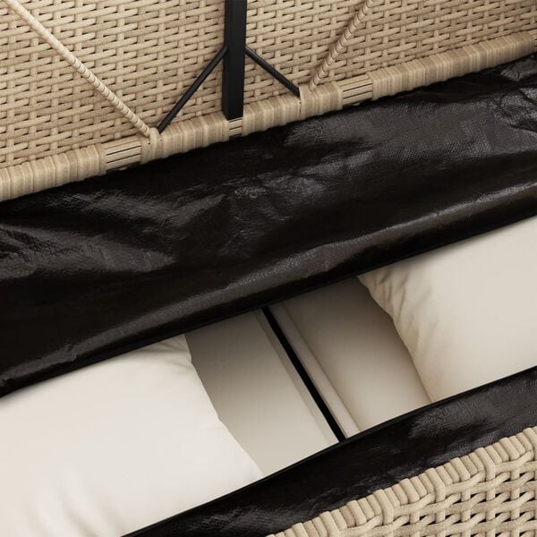 vidaXL Garden Bench with Cushions Beige Poly Rattan