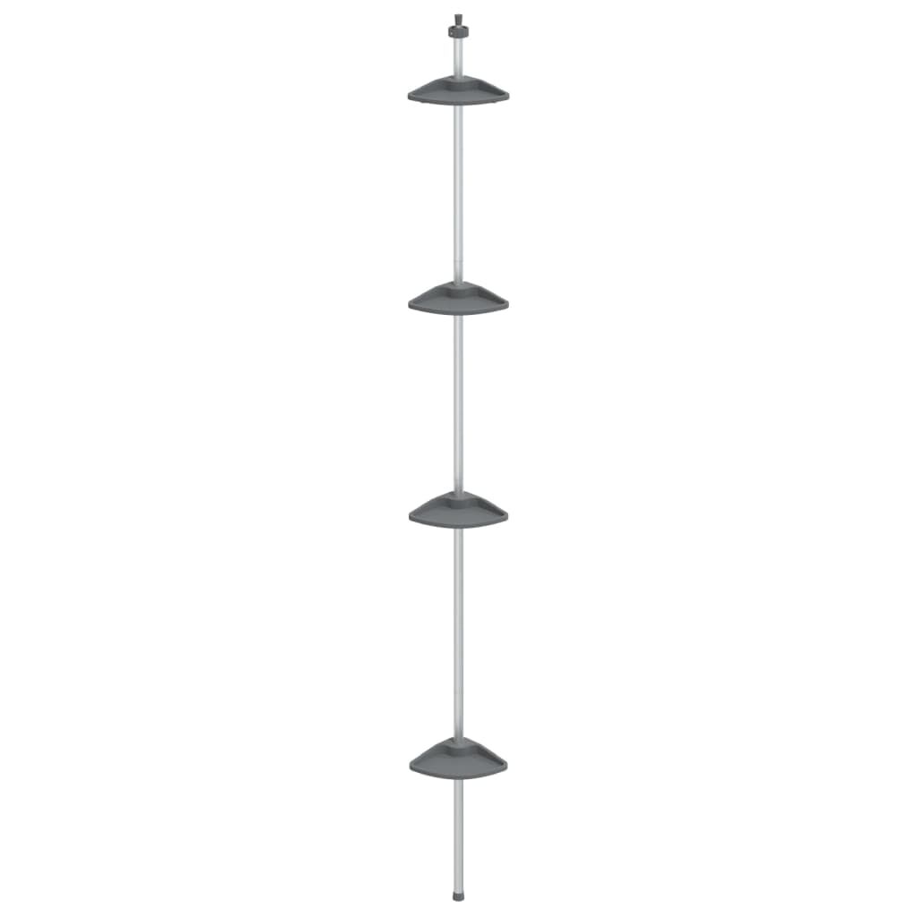 vidaXL 4-Tier Telescopic Shower Corner Shelf Silver Aluminium