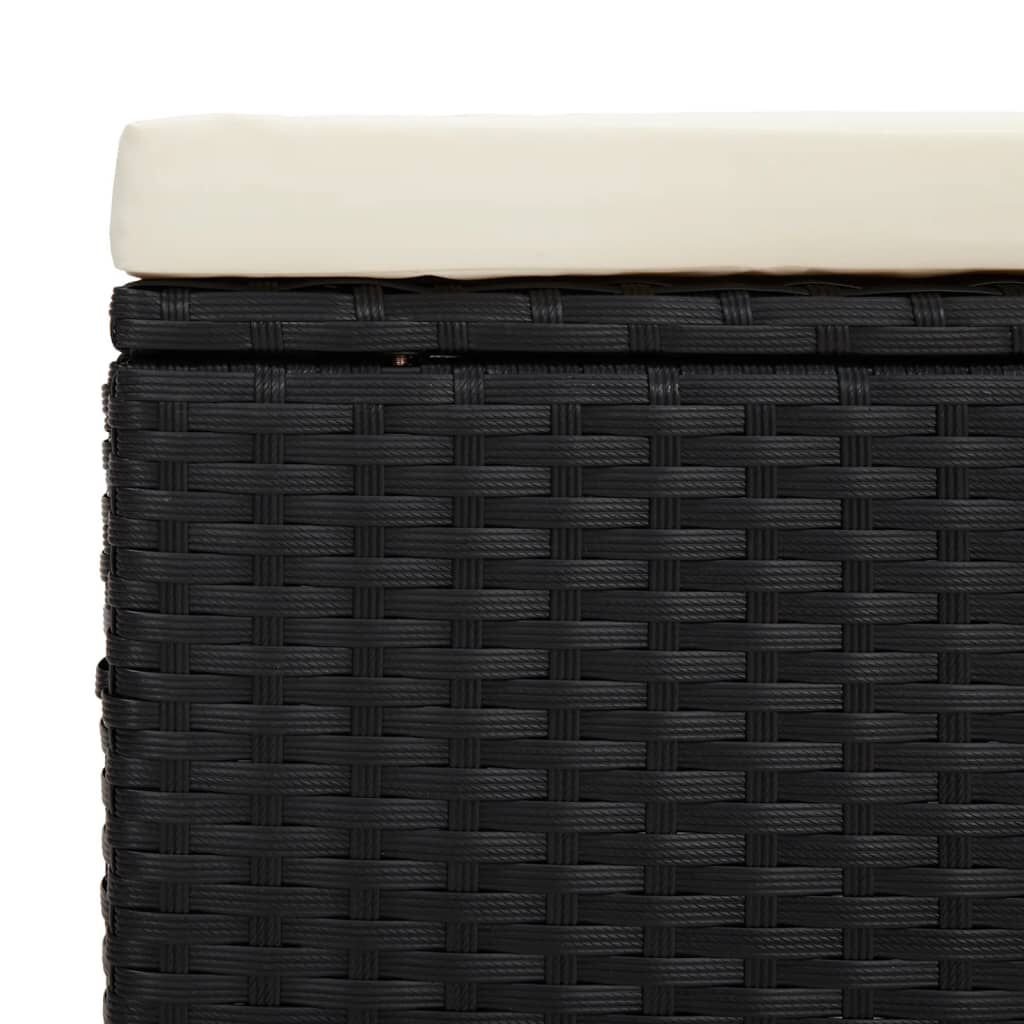 vidaXL Ottoman Bench with Cushion Black 110x30x40 cm Poly Rattan