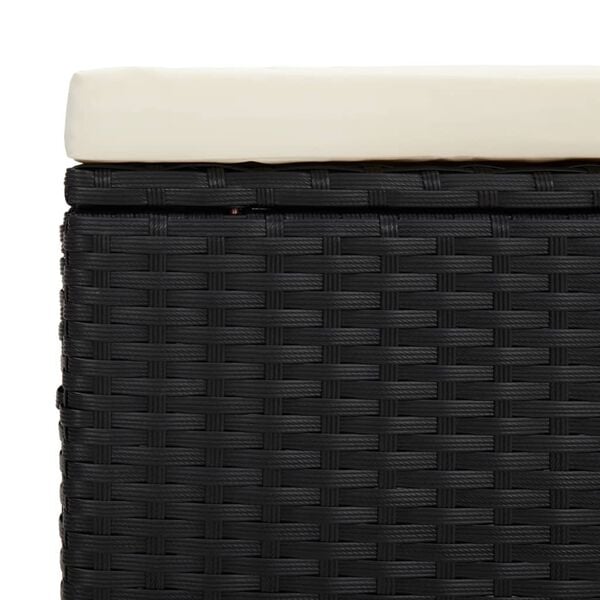 vidaXL Ottoman Bench with Cushion Black 110x30x40 cm Poly Rattan