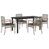 vidaXL 5 Piece Garden Dining Set with Cushions Grey Poly Rattan