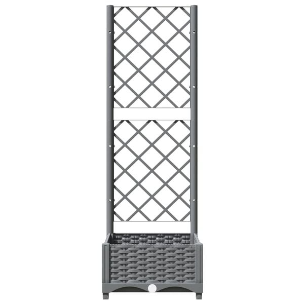 vidaXL Garden Planter with Trellis Light Grey 40x40x121.5 cm PP
