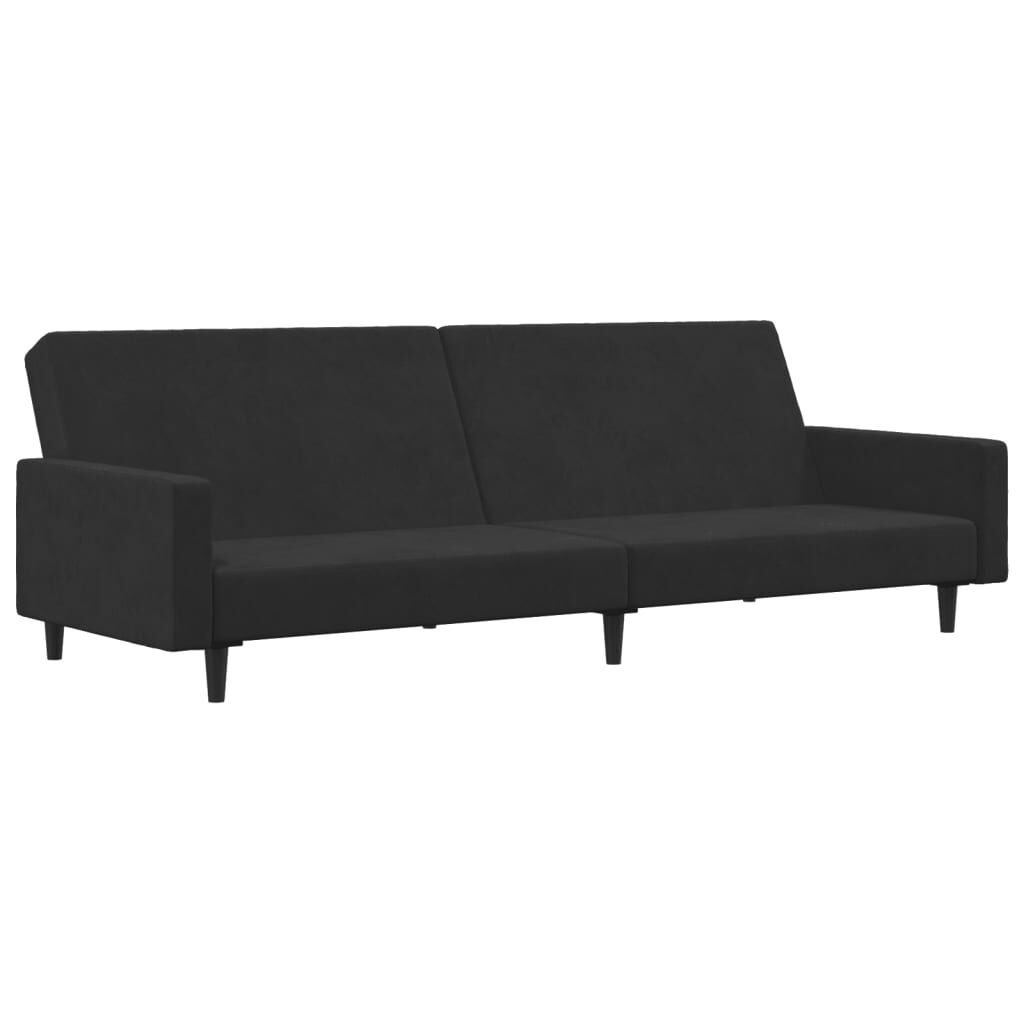 vidaXL 2-Seater Sofa Bed with Footstool Black Velvet