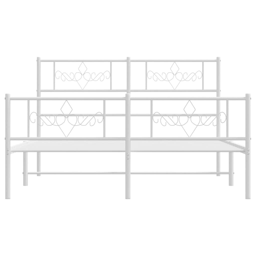 vidaXL Metal Bed Frame without Mattress with Footboard White 135x190cm