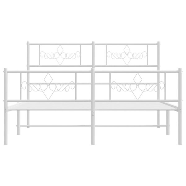 vidaXL Metal Bed Frame without Mattress with Footboard White 135x190cm