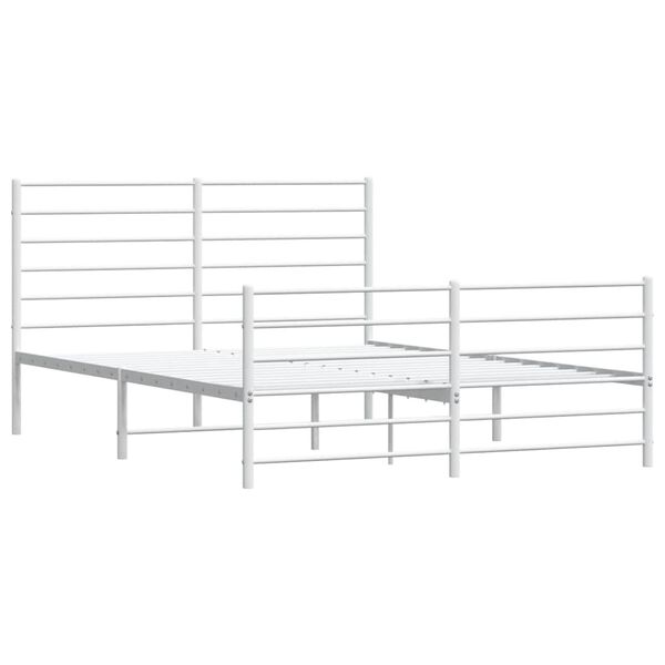 vidaXL Metal Bed Frame without Mattress with Footboard White 150x200cm