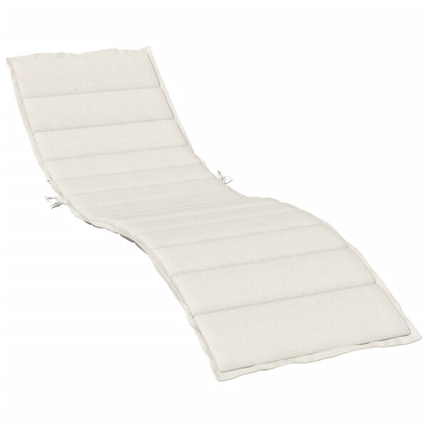 vidaXL Sun Lounger Cushion Melange Cream 200x70x4 cm Fabric