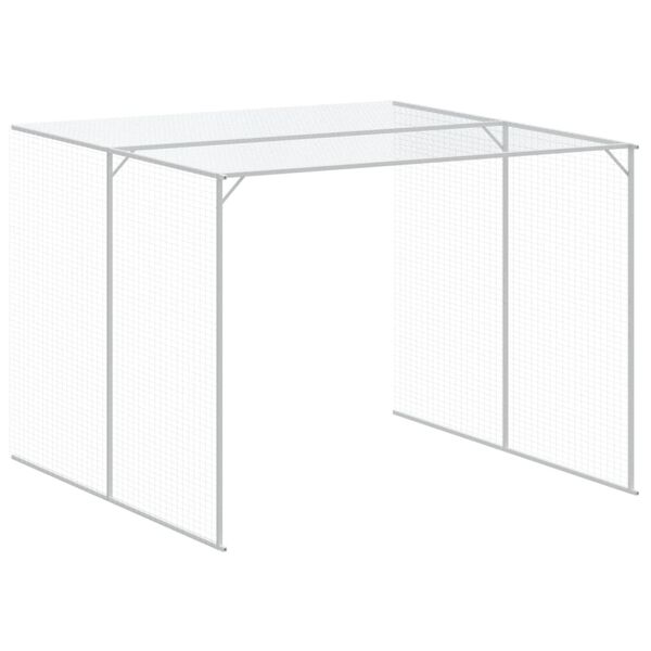 vidaXL Dog House with Run Light Grey 214x1069x181 cm Galvanised Steel