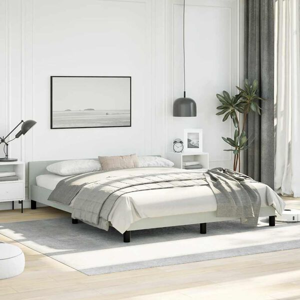 vidaXL Bed Frame without Mattress Light Grey Queen Velvet