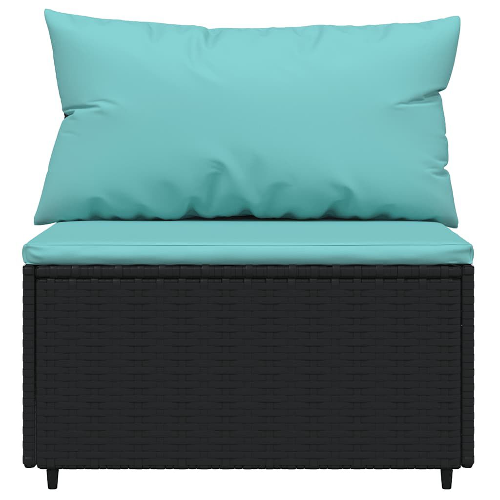 vidaXL 4 Piece Garden Lounge Set with Cushions Black Poly Rattan
