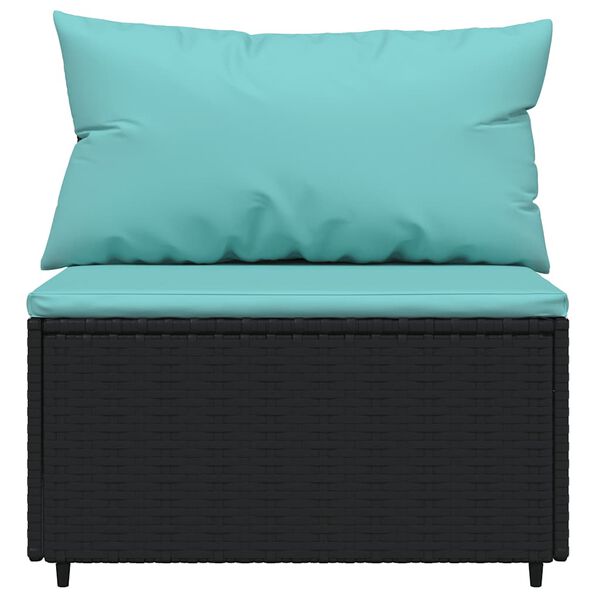 vidaXL 4 Piece Garden Lounge Set with Cushions Black Poly Rattan