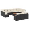 vidaXL 14 Piece Garden Sofa Set with Cushions Black Poly Rattan