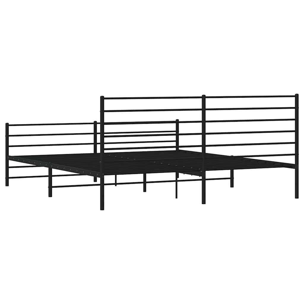 vidaXL Metal Bed Frame without Mattress with Footboard Black 193x203cm