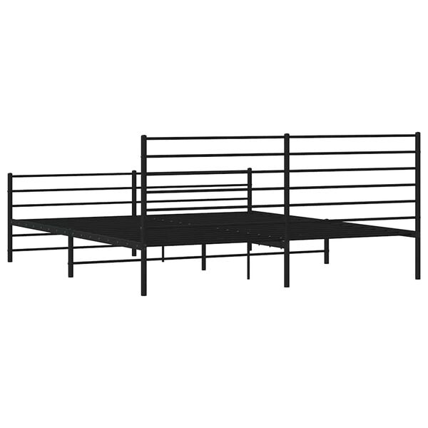 vidaXL Metal Bed Frame without Mattress with Footboard Black 193x203cm