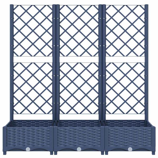 vidaXL Garden Planter with Trellis Blue Grey 120x40x121.5 cm PP