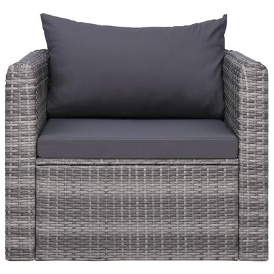 vidaXL Garden Chair with Cushion and Pillow Poly Rattan Grey