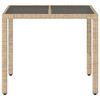 vidaXL Garden Table with Glass Top Beige 90x90x75 cm Poly Rattan