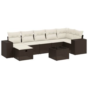 vidaXL 7 Piece Garden Sofa Set with Cushions Brown Poly Rattan